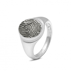 SEE YOU 452S ZILVEREN GERHODINEERDE RING MET ZIRKONIA OVAL STRIPE SIGNET