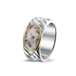 SEE YOU ROR008Y ZILVEREN GERHODINEERDE HERENRING MET GOUD BRAIDED BAND