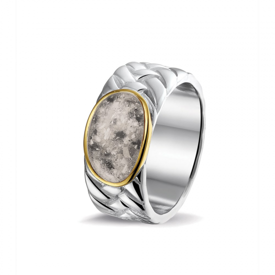 SEE YOU ROR008Y ZILVEREN GERHODINEERDE HERENRING MET GOUD BRAIDED BAND