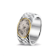SEE YOU ROR008Y ZILVEREN GERHODINEERDE HERENRING MET GOUD BRAIDED BAND