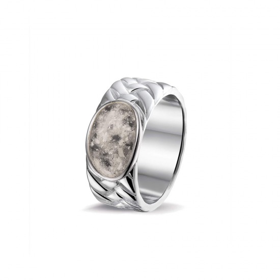 SEE YOU ROR008Y ZILVEREN GERHODINEERDE HERENRING MET GOUD BRAIDED BAND