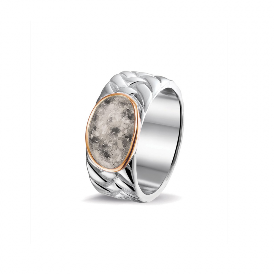 SEE YOU ROR008Y ZILVEREN GERHODINEERDE HERENRING MET GOUD BRAIDED BAND