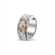 SEE YOU ROR008Y ZILVEREN GERHODINEERDE HERENRING MET GOUD BRAIDED BAND