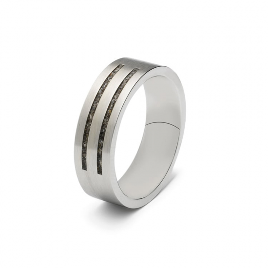 SEE YOU RS004S ZILVEREN GERHODINEERDE HERENRING DOUBLE GROOVE