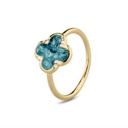 SEE YOU RG009YZ 14 KARAAT GOUDEN DAMESRING MET ZIRKONIA CLOVER