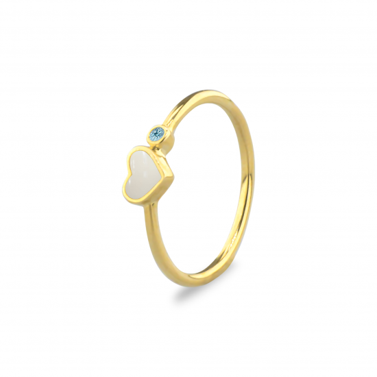 SEE YOU RG057 14 KARAAT GOUDEN DAMESRING SINGLE BAND HEART BIRTHSTONE