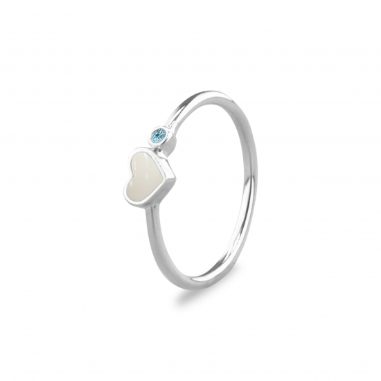 SEE YOU RG057 14 KARAAT GOUDEN DAMESRING SINGLE BAND HEART BIRTHSTONE