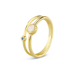 SEE YOU RG048 14 KARAAT GOUDEN DAMESRING SINGLE BAND HEART BIRTHSTONE