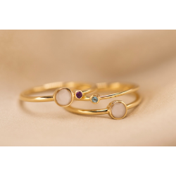 SEE YOU RG048 14 KARAAT GOUDEN DAMESRING SINGLE BAND HEART BIRTHSTONE