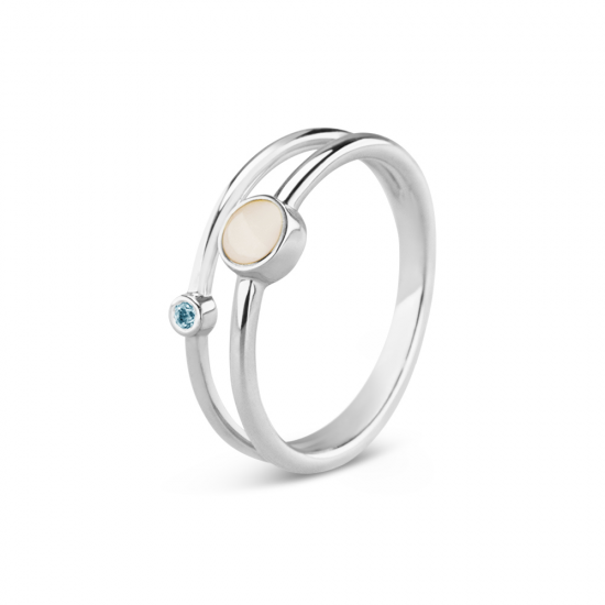 SEE YOU RG048 14 KARAAT GOUDEN DAMESRING SINGLE BAND HEART BIRTHSTONE