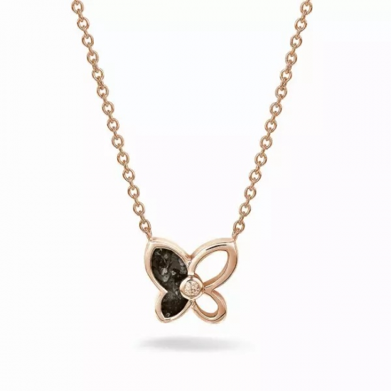 SEE YOU 603SG ZILVER VERGULD COLLIER MET HANGER ZIRKONIA BUTTERFLY
