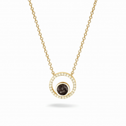 SEE YOU 601SG ZILVER VERGULD COLLIER MET HANGER ZIRKONIA CIRCLE GEM