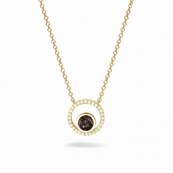 SEE YOU 601SG ZILVER VERGULD COLLIER MET HANGER ZIRKONIA CIRCLE GEM
