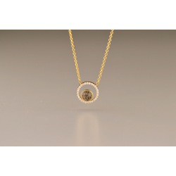 SEE YOU 601SG ZILVER VERGULD COLLIER MET HANGER ZIRKONIA CIRCLE GEM