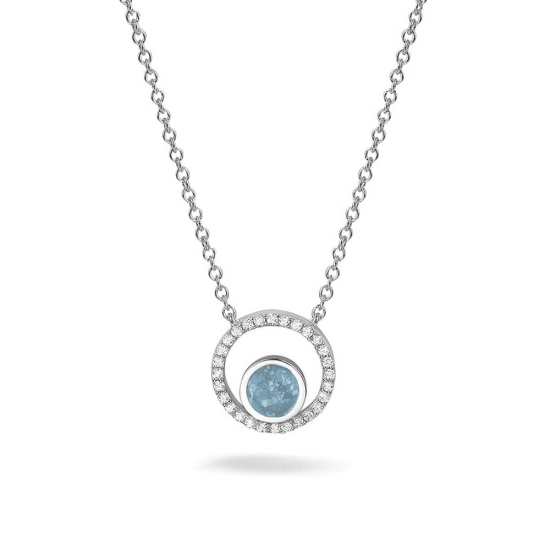 SEE YOU 601SG ZILVER VERGULD COLLIER MET HANGER ZIRKONIA CIRCLE GEM