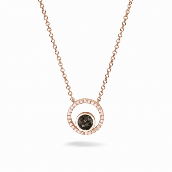 SEE YOU 601SG ZILVER VERGULD COLLIER MET HANGER ZIRKONIA CIRCLE GEM