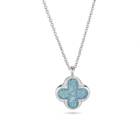 SEE YOU 143S ZILVEREN COLLIER MET HANGER ZIRKONIA CLOVER