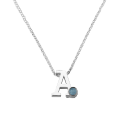 SEE YOU 900S_S ZILVEREN COLLIER MET HANGER INITIAL BIRTHSTONE