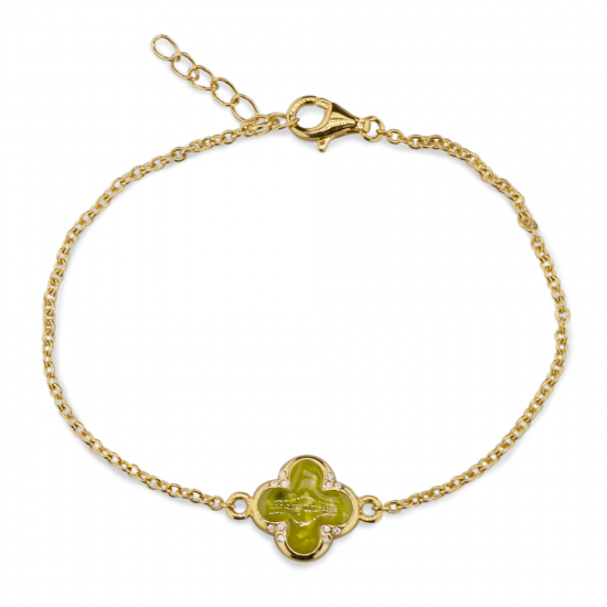 SEE YOU BL016 ZILVEREN ARMBAND MET HANGER ZIRKONIA CLOVER