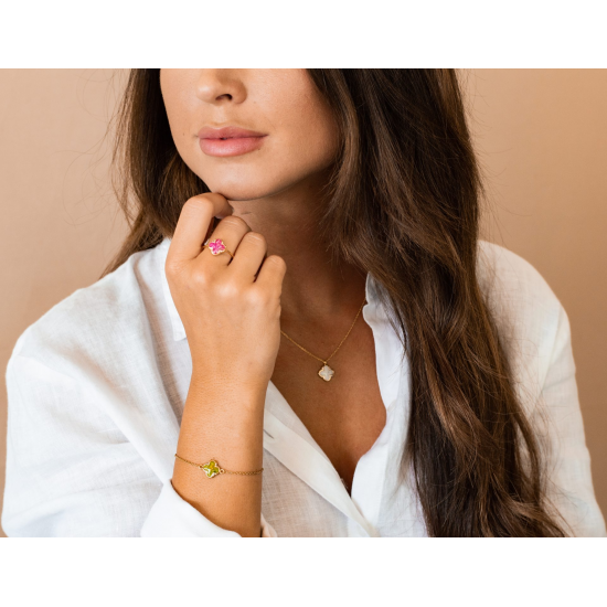 SEE YOU BL016 ZILVEREN ARMBAND MET HANGER ZIRKONIA CLOVER