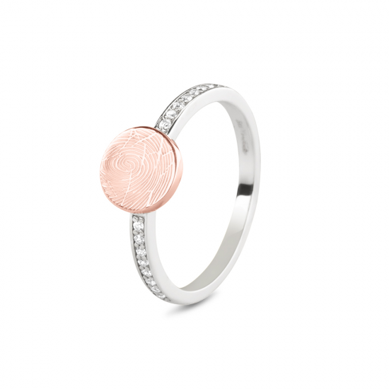 SEE YOU 459SY 14 KARAAT GOUD/ZILVER DAMESRING ZIRKONIA GEM BICOLOR DISK