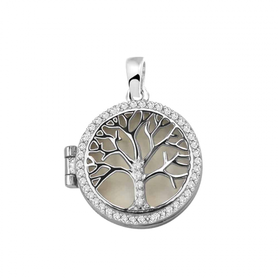 SEE YOU 140S ZILVEREN HANGER MET ZIRKONIA TREE OF LIFE LOCKET