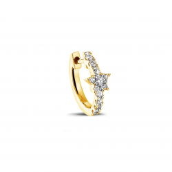 CULET JEWELLERY GCJ0202 18K GOUDEN PIERCING MET NATUURLIJKE DIAMANT FULL SPARKLE STAR HUGGIE