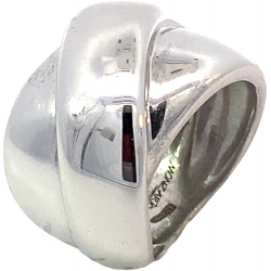 MONZARIO 148-R GERHODINEERDE ZILVEREN RING CROSSOVER