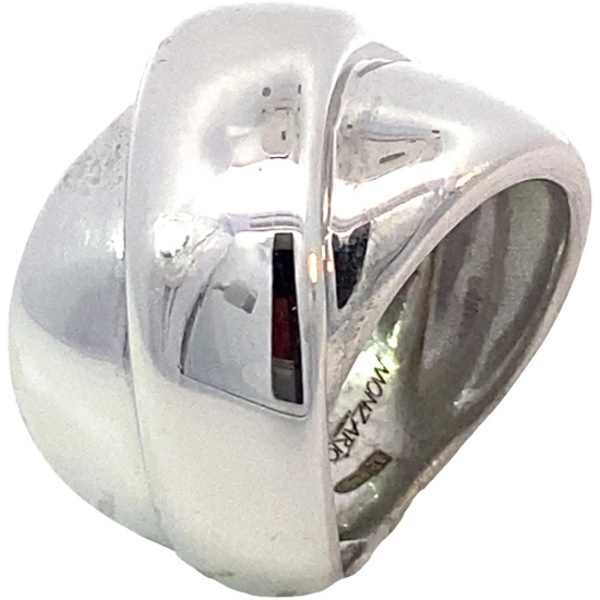 MONZARIO 148-R GERHODINEERDE ZILVEREN RING CROSSOVER
