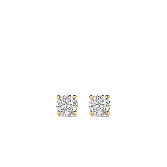 TI SENTO 7319ZY ZILVER VERGULDE OORKNOPPEN ZIRKONIA
