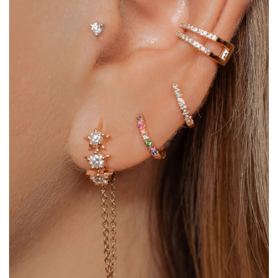 CULET JEWELLERY GCJ0842 18K GOUDEN PIERCING MET NATUURLIJKE DIAMANT ETERNITY MIDI HUGGIE