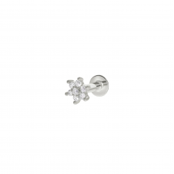 CULET JEWELLERY GCJ0825 18K WITGOUDEN PIERCING MET NATUURLIJKE DIAMANT MINI FLORAL