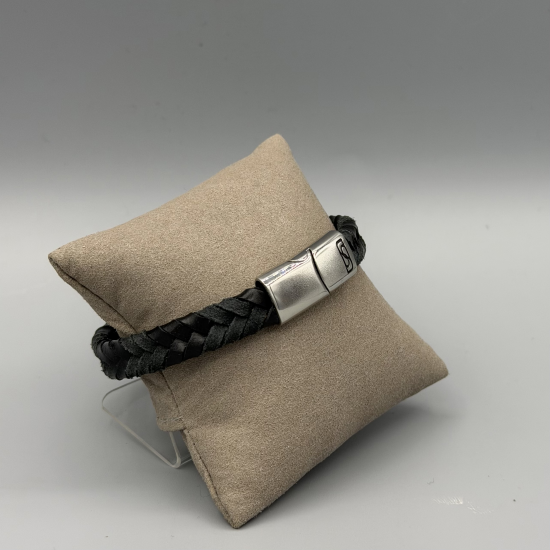 LEATHER&STEEL LUPO-ZW HERENARMBAND ZWART LEER LUPO