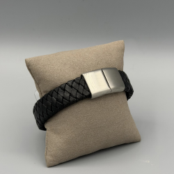 LEATHER&STEEL CRUX-ZW HERENARMBAND ZWART LEER CRUX
