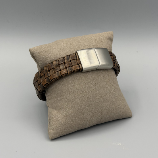LEATHER&STEEL CRUX-BR HERENARMBAND BRUIN LEER CRUX