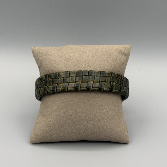 LEATHER&STEEL CRUX-GR HERENARMBAND GROEN LEER CRUX