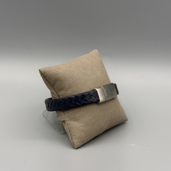 LEATHER&STEEL SERA-BL HERENARMBAND BLAUW LEER SERA