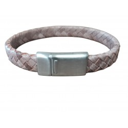 LEATHER&STEEL SERA-ECRU HERENARMBAND ECRU LEER SERA