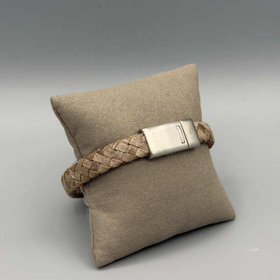 LEATHER&STEEL SERA-ECRU HERENARMBAND ECRU LEER SERA