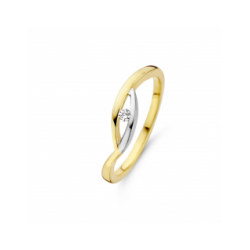 MORI 41-RMFD-3 14 KARAAT BICOLOR GOUDEN RING MET NATUURLIJKE DIAMANT 0.03 CT