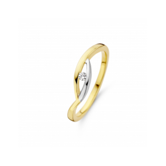 MORI 41-RMFD-3 14 KARAAT BICOLOR GOUDEN RING MET NATUURLIJKE DIAMANT 0.03 CT