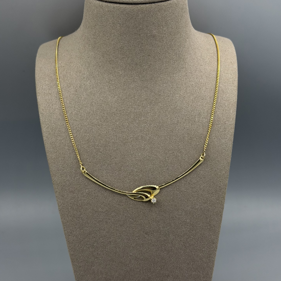 14k Geelgouden Choker Collier met Zirkonia