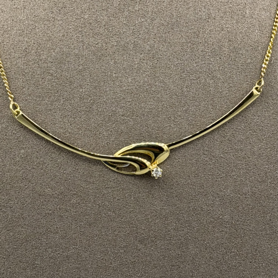14k Geelgouden Choker Collier met Zirkonia