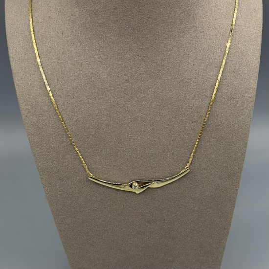 14k Geelgouden Choker Collier met Diamant (0.05ct)