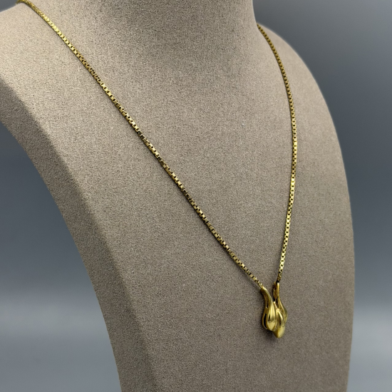 14 Karaat Geelgouden Collier met Organische Hanger