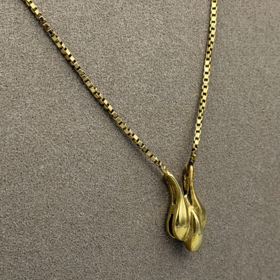 14 Karaat Geelgouden Collier met Organische Hanger