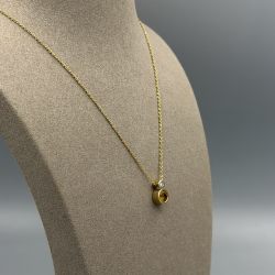 14 Karaat Geelgouden Collier met Citrien en Diamant