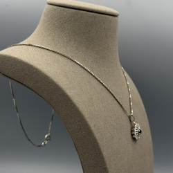 Zilveren Ketting met Saffier en Zirkonia Hanger