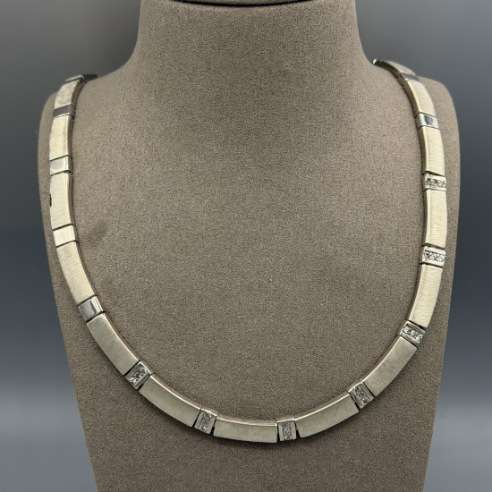 Zilveren Choker Collier met Zirkonia
