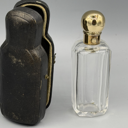 Antiek Glazen Parfumflesje met 14K Gouden Dop â?" incl. Reisetui